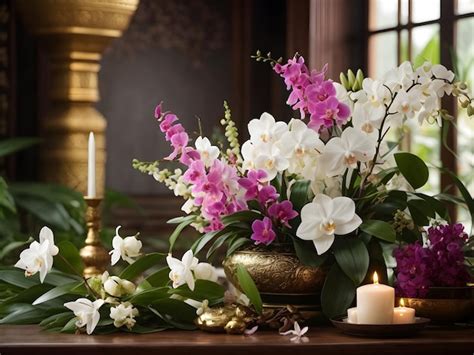 Premium Photo Thai Culture Flower Traditional Thai Floral Arrangements Exotic Flowers In Thai