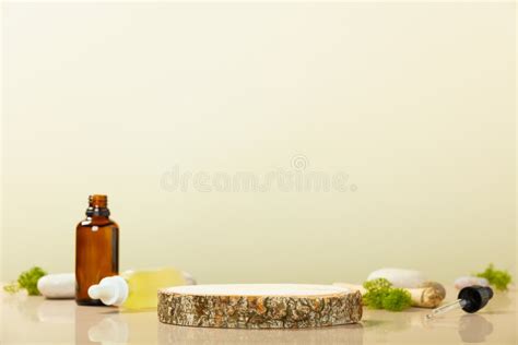 Trendy Composition Of Blank Amber Glass Essential Oil Bottles And Empty