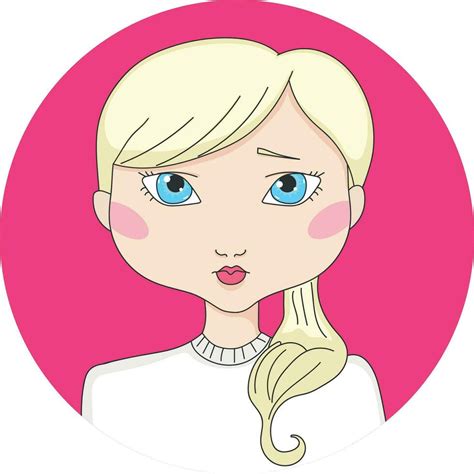 Cartoon Blonde Haired Girl With Blue Eyes Girl Avatar In A Circle