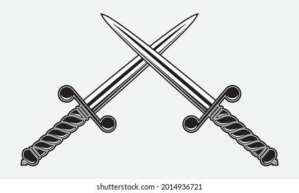 Two Crossed Daggers Vector Illustration Isolated Stock Vector Royalty