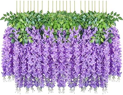 Cewor 60 Branches Wisteria Hanging Flowers 6 Pack Wisteria