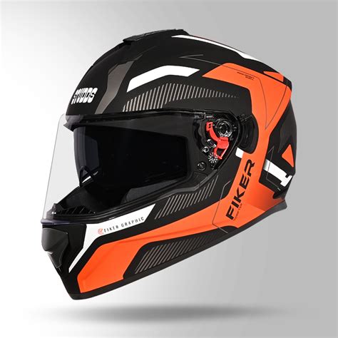 Studds Drifter D Fiker Matt Black Orange Helmet Online Studds