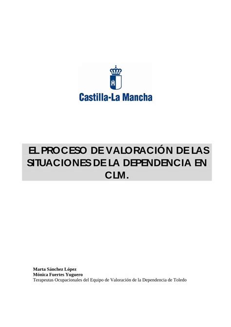 Pdf Proceso De Valoracin De La Dependenciapagina Jccm Es Forma Doc