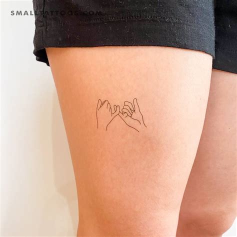 Pinky Promise Temporary Tattoo Located On The Thigh