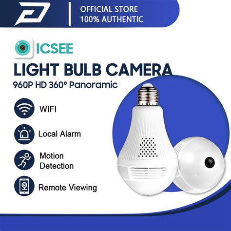 Icsee Cctv Bulb Camera Panoramic Wireless P Smart Security