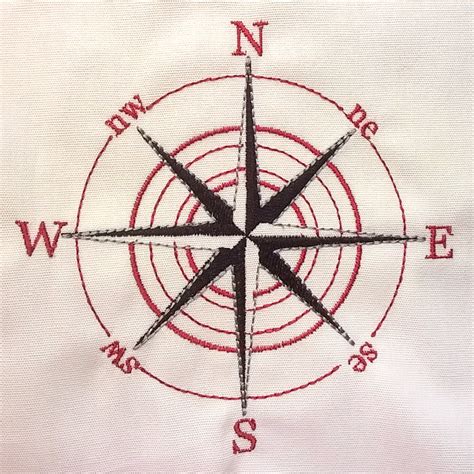 Cool Nautical Compass Machine Embroidery Design In 4 Sizes Etsy