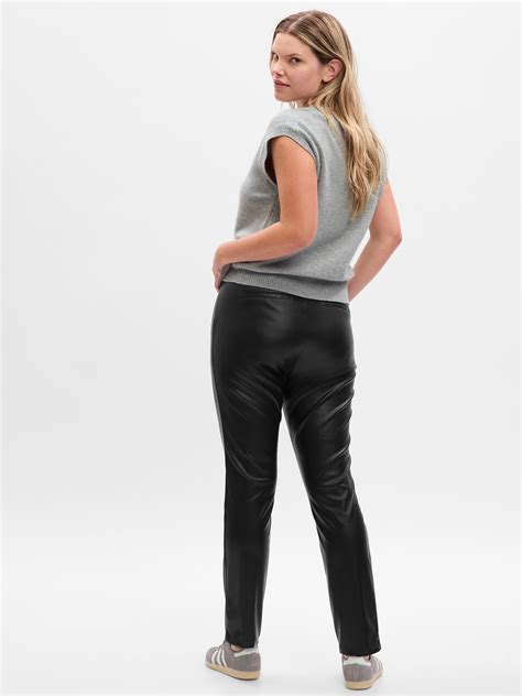 Mid Rise Vegan Leather Skinny Pants Gap