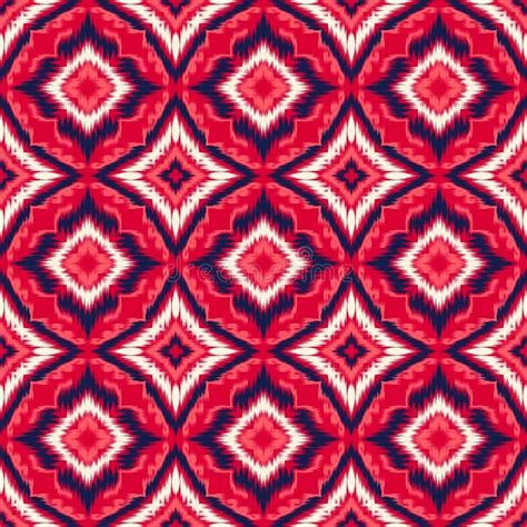 Seamless Ikat Ethnic Traditional Textile Pattern Geometric Abstract