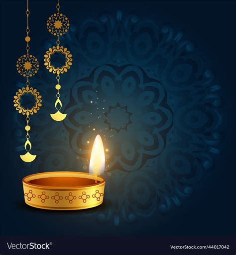 Happy Diwali Poster With Decorative Lantern Vector Image