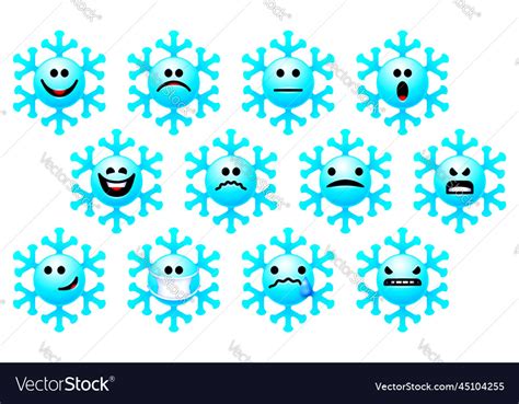 Set Of Snowflake Emoji For Winter Holidays Vector Image