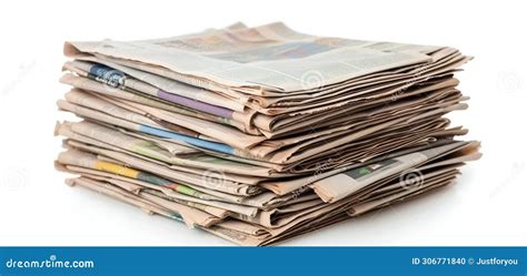 Stack Of Newspapers Isolated On White Background Generative Ai Stock