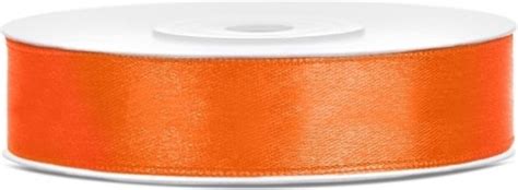 1x Hobby Decoratie Oranje Satijnen Sierlint 1 2 Cm 12 Mm X 25 Meter