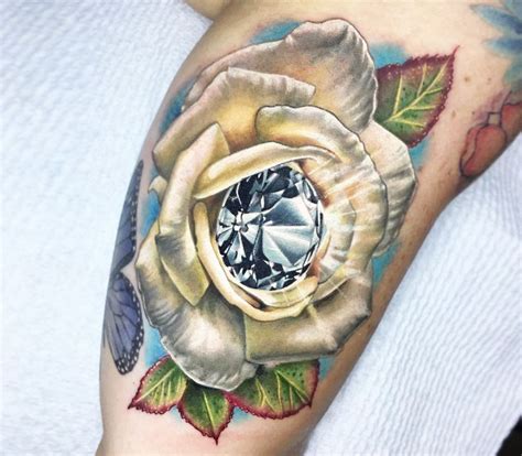 Rose and Diamond tattoo by Ben Kaye | Photo 18692