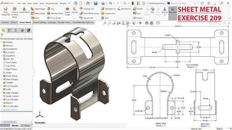 Solidworks Sheet Metal Exercise 209 Steel Bracket In 2024 Solidworks Cad