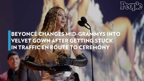 Beyoncé Changes Mid Grammys Into Velvet Gown After Getting Stuck in