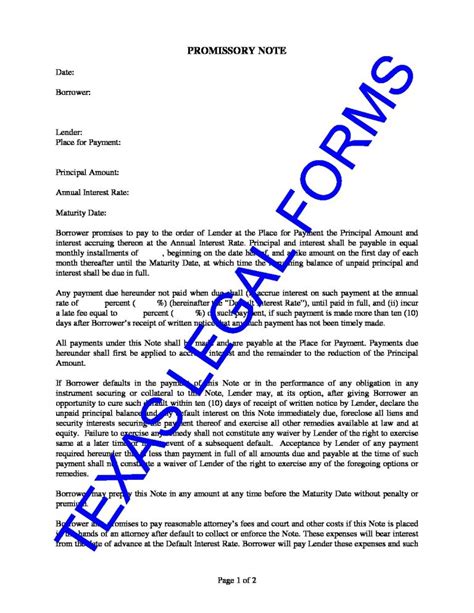 Promissory Note Template Texas