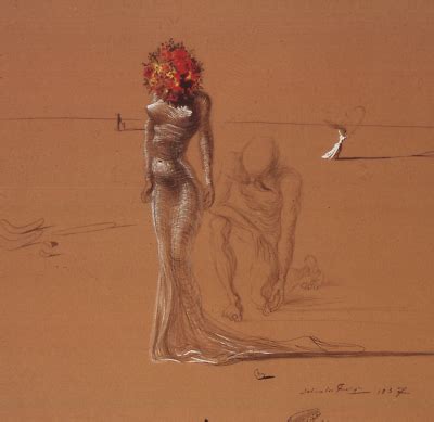 Salvador Dali Female Figure With Head Of Flowers Art Posters