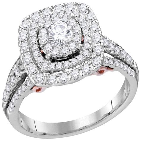 14kt White Gold Womens Round Diamond Solitaire Triple Halo Bridal