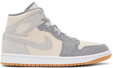 Nike Jordan Grey And Beige Air Jordan 1 Mid Se High Top Sneakers Nike