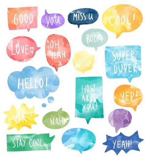 Set Of Colorful Watercolor Speech Bubbles Vector Free Image By