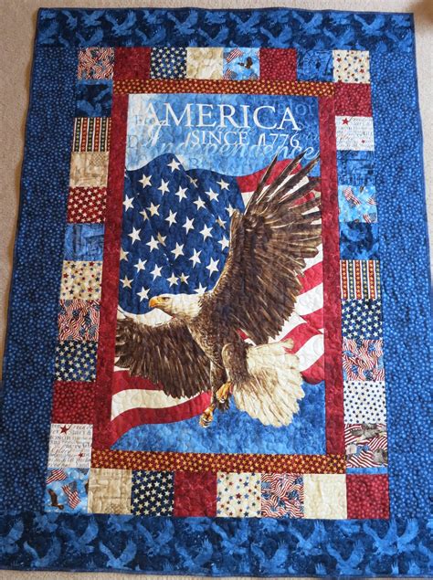 Bald Eagle Quilt Patriotic Quilt American Flag Lap Quilt Handmade