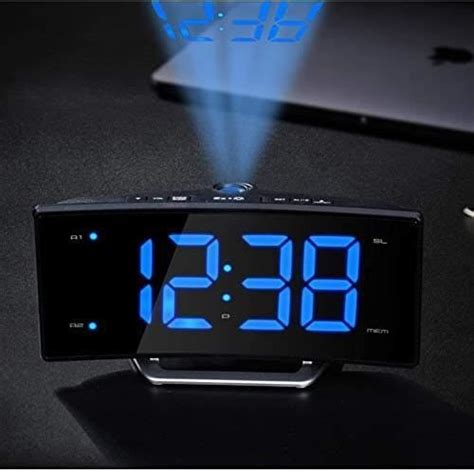 Réveil Radio Réveil À Projection Grand Écran LED Miroir Horloge De