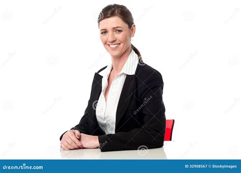 Relaxed Smiling Corporate Woman Stock Image Image Of Happy Isolated