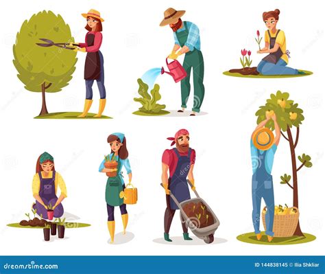 Gardening Cartoon Set Stock Vector Illustration Of Care 144838145