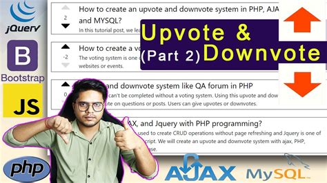 Upvote And Downvote System Using Php Ajax With Mysql Database Voting System Part 2 Hindi