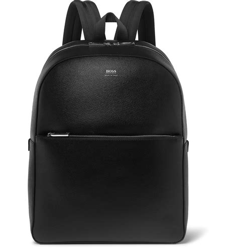 Hugo Boss Full Grain Leather Backpack Black Hugo Boss