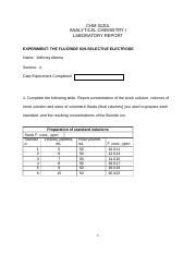 Fe Ion Concentration Lab Docx CHM 3120L ANALYTICAL CHEMISTRY I