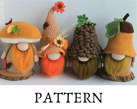 Autumn Crochet Gnomes Set Acorn Gnome Pine Cone Gnome Etsy