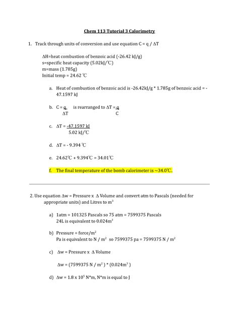 Chem Tutorial Calorimetry Chem Tutorial Calorimetry Track