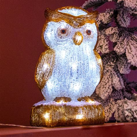 Hibou lumineux à piles 30 LED H24 cm Juliette Blanc froid