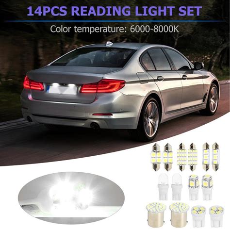 14Pcs White Lights Car Interior Set LED Accessories For Dome Map Door