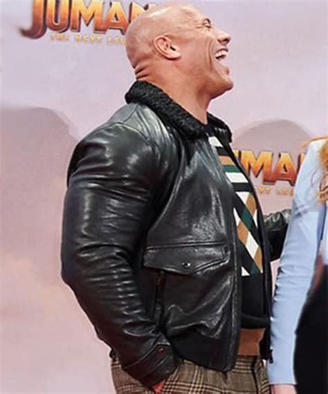 Dwayne Johnson Jumanji 3 Black Leather Jacket - usaleatherfirm