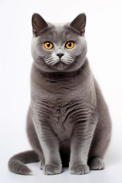 Adorable gato británico de pelo corto en un fondo blanco de estudio