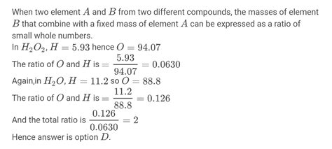 Hydrogen And Oxygen Combine To Form H O And H O Containing