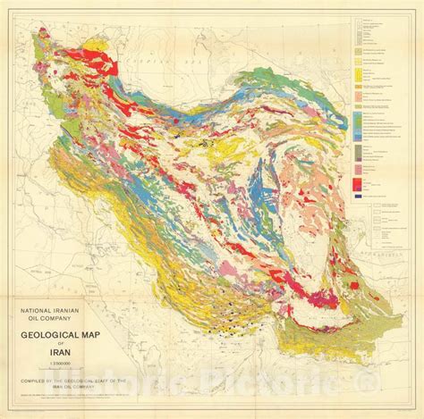 Historic Wall Map Geological Map Of Iran 1 2500000 1957 Vintage