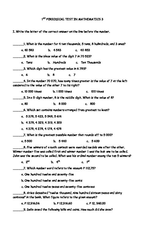 1st Periodical Test In Mathematics 3 PDFCOFFEE