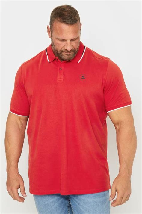 Jack Jones Big Tall Red D Logo Polo Shirt Badrhino