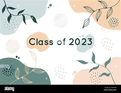 Class Of 2023 Boho Art Style Banner Vector Illustration Academic Year