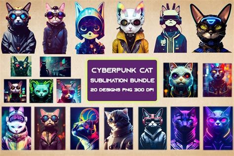 Cyberpunk Cat Sublimation Bundle Bundle · Creative Fabrica