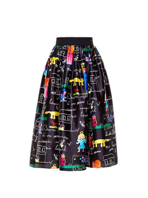 Drawing Print Silk Full Skirt Dolce And Gabbana Matchesfashion Com