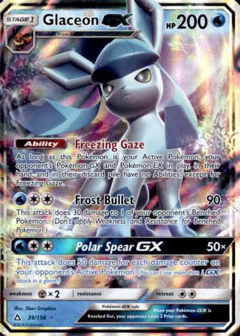 Pokemon Trading Card Game Sun Moon Ultra Prism Single Card Ultra Rare Glaceon Gx 39 Toywiz