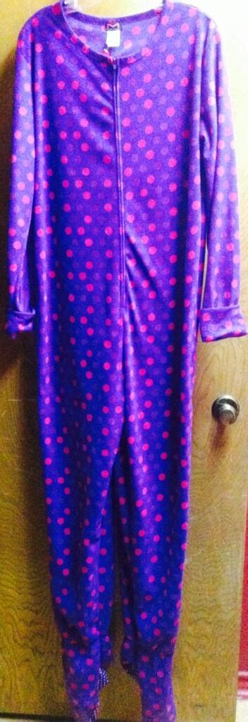 Purple Pink Polka Dot Footed Pajamas Footie One Piece Microfleece New S Last One Ebay