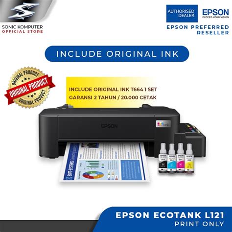 Jual Printer Epson Ecotank L121 Print Only Ink Tank Infus Pabrik Ganti L120 Shopee Indonesia