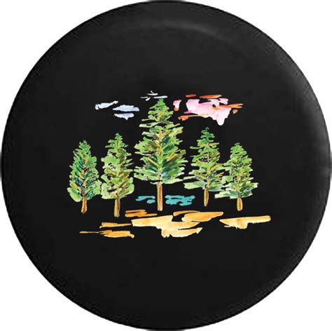 Download Pine Trees Painted Look Jeep Camper Spare Tire Cover