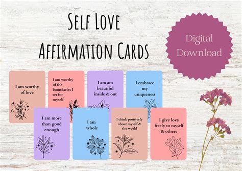 Self Love Affirmation Cards, Printable, Motivational Cards, Self Care Deck, Self Acceptance ...