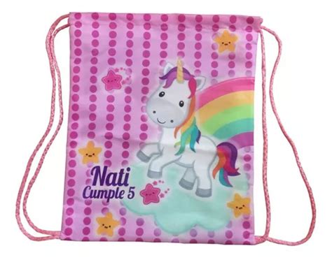 10 Morralitos Dulcero Personalizados Unicornios 25 X 30 Cm Envío Gratis